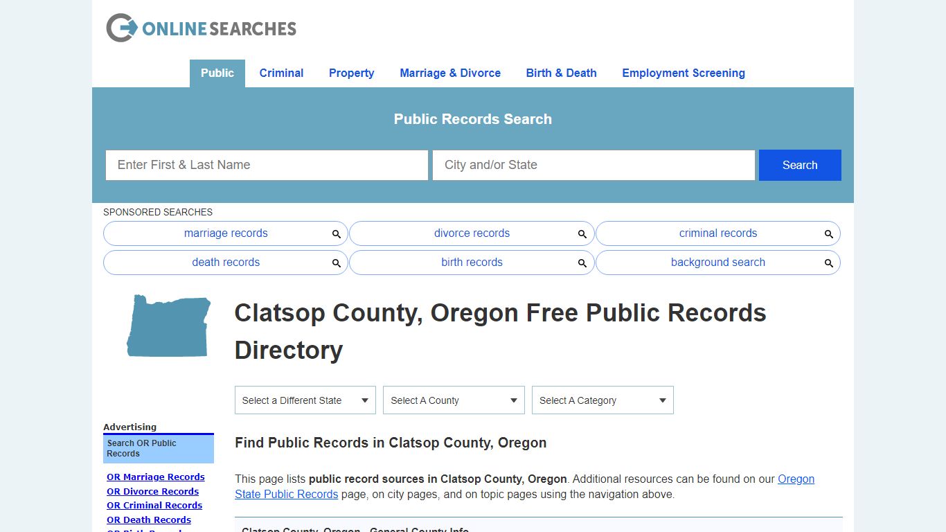 Clatsop County, Oregon Public Records Directory