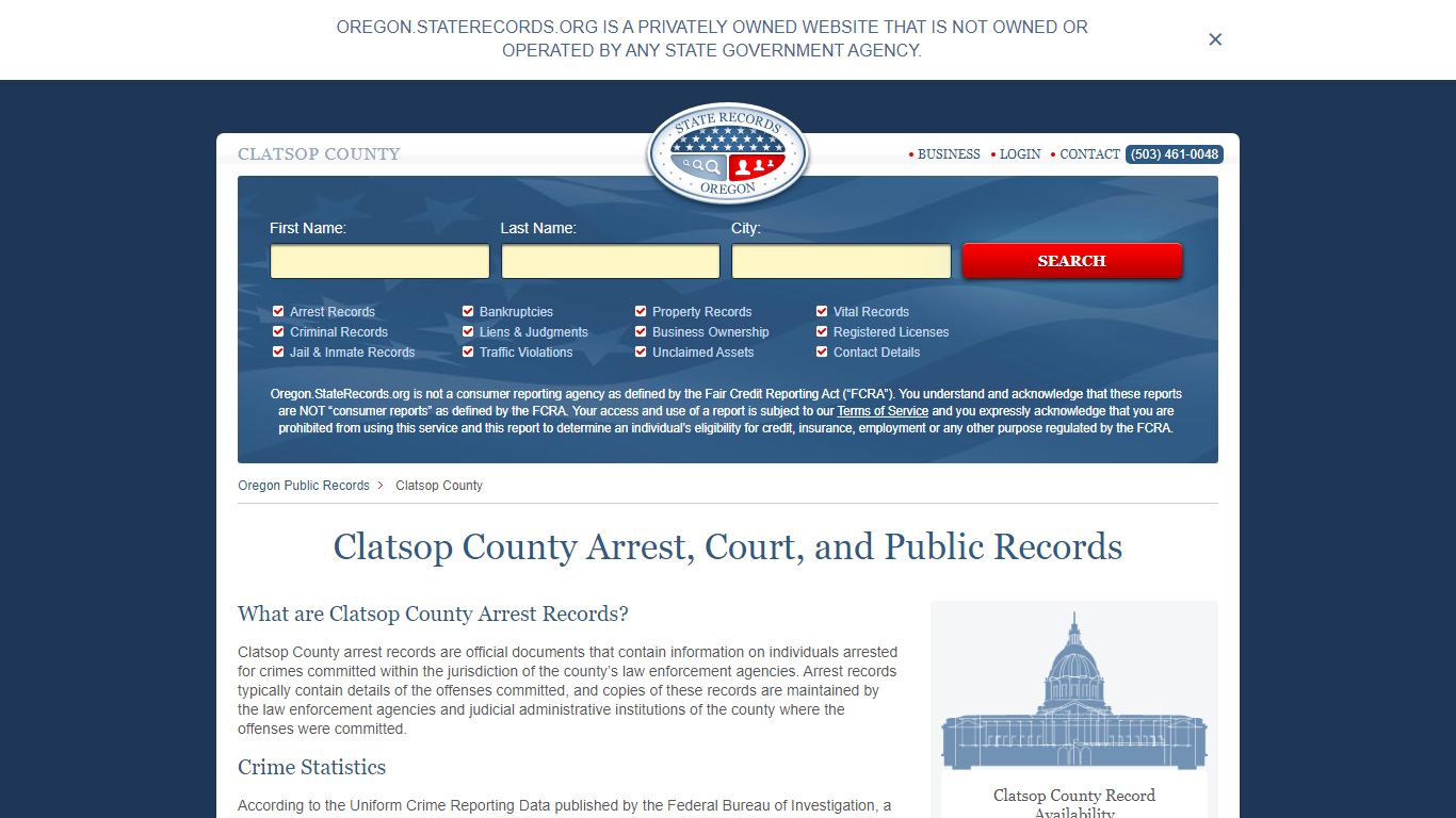 Clatsop County Arrest, Court, and Public Records