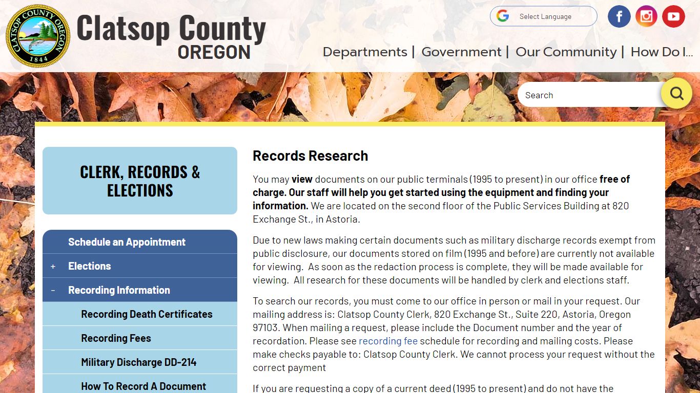 Records Research | Clatsop County Oregon