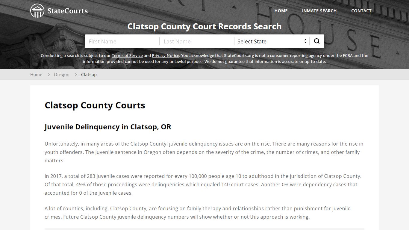 Clatsop County, OR Courts - Records & Cases - StateCourts